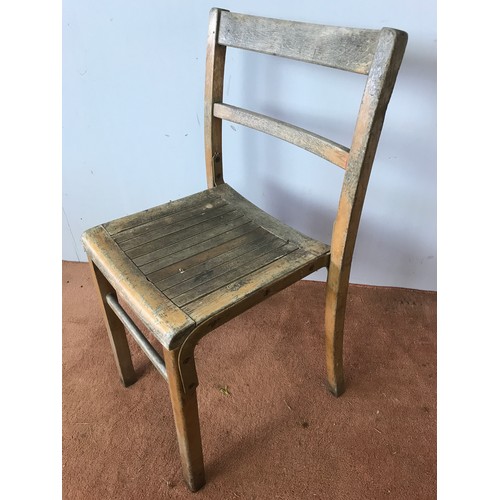 121 - 6 VINTAGE KINGFISHER BIRMINGHAM STACKING SCHOOL/ HALL CHAIRS