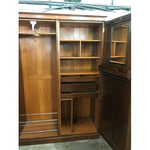 7 - 2 DOOR MAHOGANY WARDROBE WITH FITTED INTERIOR