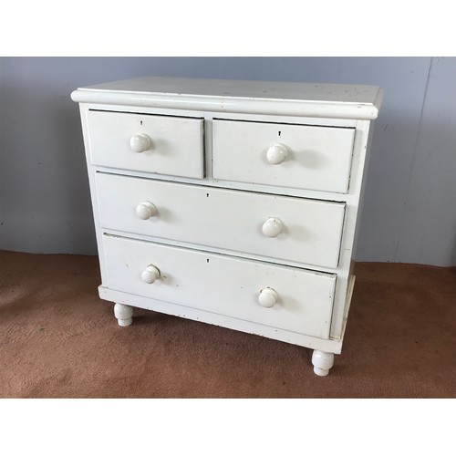 65 - PAINTED VICTORIAN PINE CHEST OF 2 OVER 2 DRAWERS