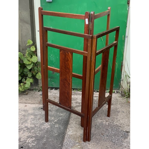 372 - FOLDING MAHOGANY TOWEL RAIL AND ONE OTHER