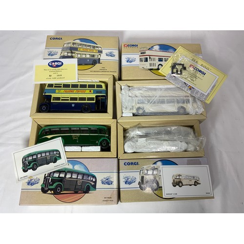 114 - CORGI CLASSICS, 4 BOXED MODEL BUSES, 97233 LEYLAND ATLANTEAN DEVON GENERAL, 97820 DAIMLER WEST BROMW... 