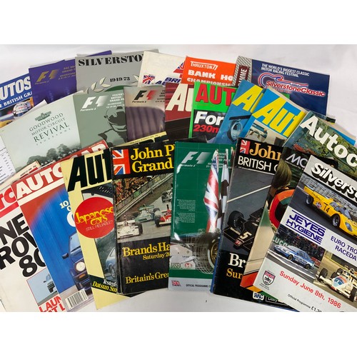 28 - MOTORING BOOKS, JOHN PLAYER GRAND PRIX PROGRAMMES, SILVERSTONE, MG MAGAZINES, 32 PROFILE PUBLICATION... 