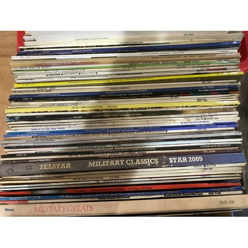 327 - RECORDS, APPROX 80 LP's, MIXED MUSIC, COUNTRY, MILITARY, & EASY LISTENING