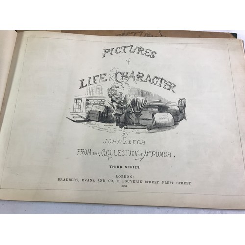 23 - JOHN LEECH, PICTURES OF LIFE AND CHARACTER, 4 VOLUMES INCLUDING SECOND, THIRD AND FOURTH SERIES