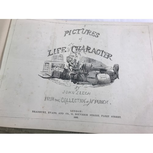 23 - JOHN LEECH, PICTURES OF LIFE AND CHARACTER, 4 VOLUMES INCLUDING SECOND, THIRD AND FOURTH SERIES