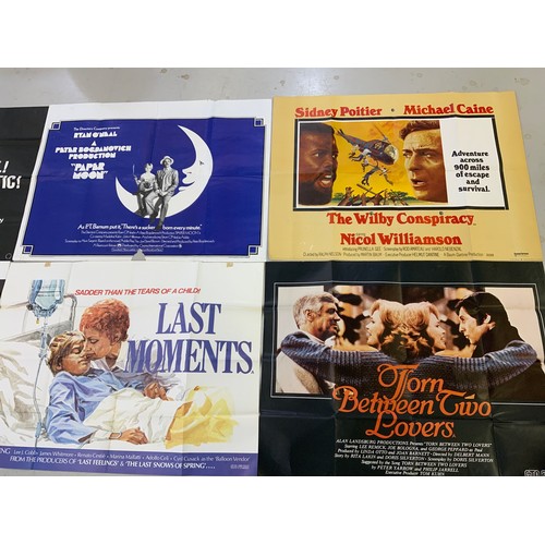 305 - 6 QUAD CINEMA POSTERS, TORN BETWEEN TWO LOVERS, THE WILBY CONSPIRACY, PAPERMOON, LAST MOMENTS, PENIT... 