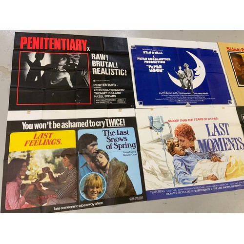 305 - 6 QUAD CINEMA POSTERS, TORN BETWEEN TWO LOVERS, THE WILBY CONSPIRACY, PAPERMOON, LAST MOMENTS, PENIT... 