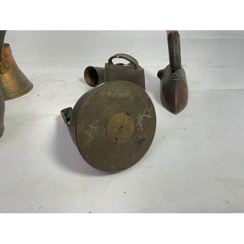 470 - TRENCH ART BELL, VARIOUS OTHER BELLS, OLD IRON, ETC.