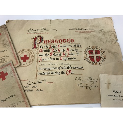 595 - BRITISH RED CROSS CERTIFICATES AND MEMORABILIA