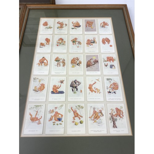 68 - FRAMED CIGARETTE CARDS AND A FRAME OF POSTCARDS