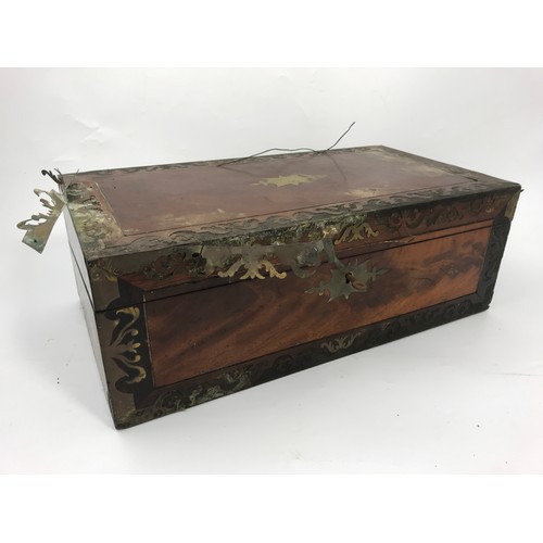 511 - LARGE MAHOGANY WRITING BOX, A/F