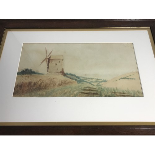 11 - 2 FRAMED WATERCOLOURS , COUNTRY VIEWS WITH WINDMILLS, SIGNED E EASP, APPROX 48CM. X 24 CM.