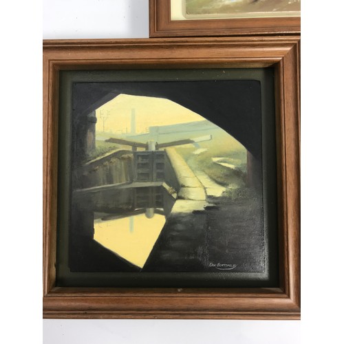 62 - 3 SMALL FRAMED OIL ON BOARD BY PAINTINGS ERIC BOTTOMLEY