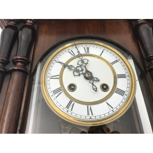 338 - ANTIQUE VIENNESE STYLE WALL CLOCK WITH RECENT SERVICE