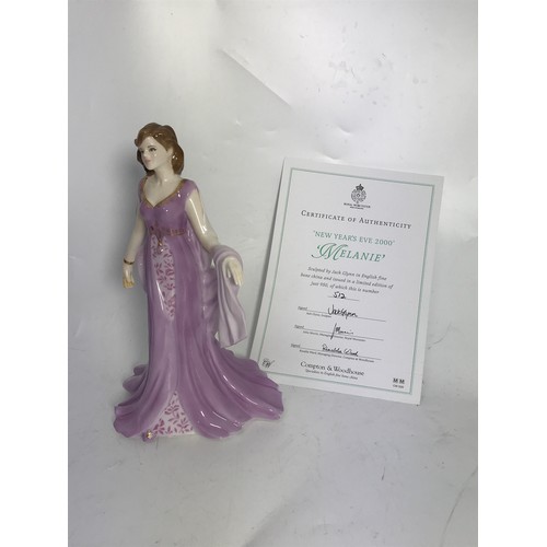 123 - 2 ROYAL WORCESTER FIGURES, MELANIE AND CHARLOTTE AND A ROYAL DOULTON FIGURE, NINETTE