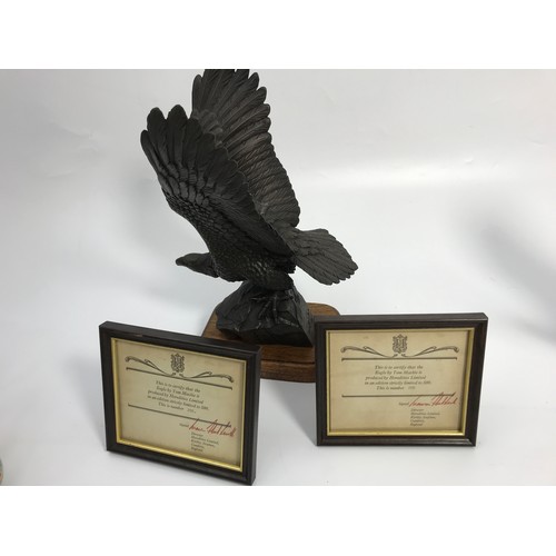 198 - 2 LIMITED EDITION HEREDITIES EAGLES WITH PART ORIENTAL COFFEE SET