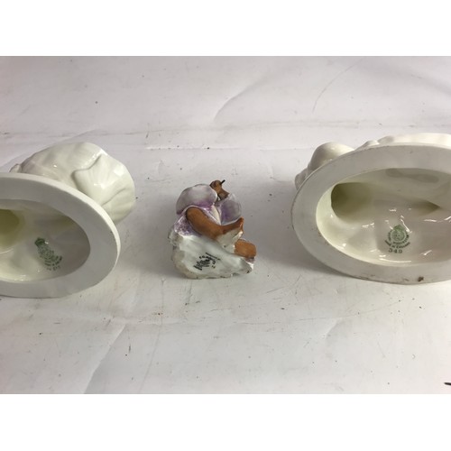 120 - ROYAL WORCESTER INDIA FIGURINE WITH PAIR SALTS AND SOME BLANKS