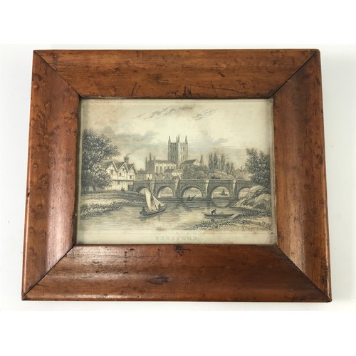 70 - SMALL PRINT WITH WALNUT FRAME AND SMALL RELIGIOUS PICTURE WITH PIERCED GILT FRAME