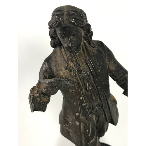 444 - SPELTER FIGURE ON STAND, approx. 28 cm