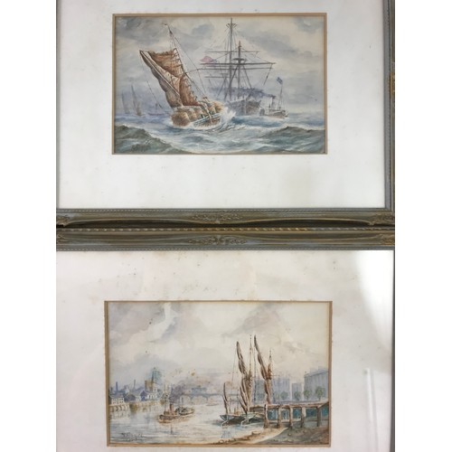 14 - PR. WATERCOLOURS INDISTINCTLY SIGNED, POSSIBLY ALFRED GRAHAMS, APPROX. 38 X 12 cm, PR. WATERCOLOURS ... 