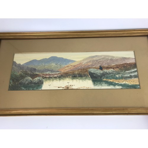 14 - PR. WATERCOLOURS INDISTINCTLY SIGNED, POSSIBLY ALFRED GRAHAMS, APPROX. 38 X 12 cm, PR. WATERCOLOURS ... 