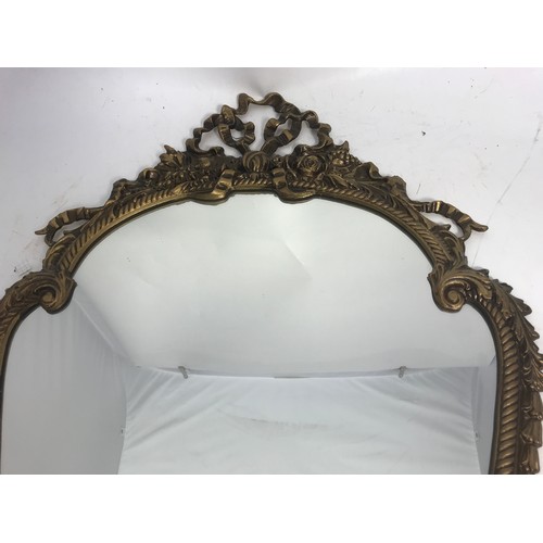 93 - ORNATE MIRROR WITH GILT METAL SURROUND