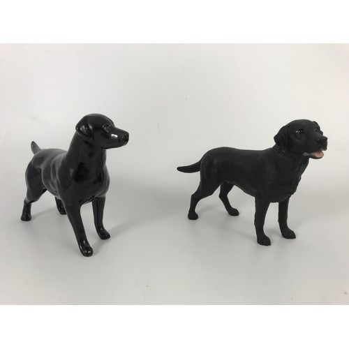 197 - BORDER FINE ARTS BLACK LABRADOR AND PHEASANTS FIGURE GROUP, BESWICK BLACK LABRADOR FIGURE AND ONE OT... 