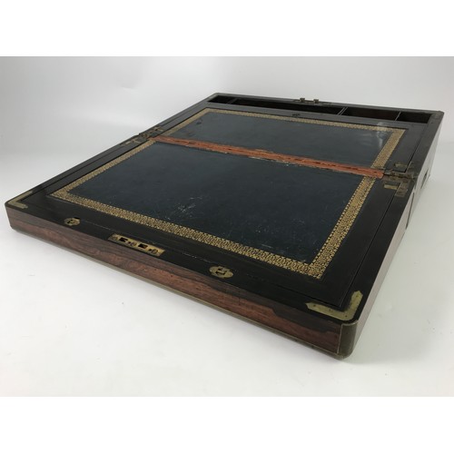 521 - BRASS BOUND ROSEWOOD WRITING BOX