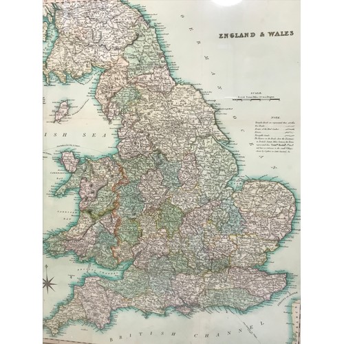 86 - FRAMED MAP DEPICTING ENGLAND AND WALES BY HENRY TEESDALE LABELLED COPPER PLATE ENGRAVED MAP FROM THE... 