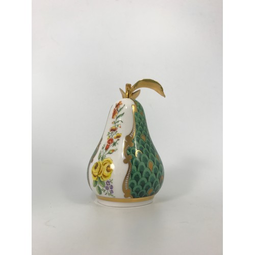 139 - MAJOLICA CHEESE DISH, A ROYAL WORCESTER COMMONWEALTH COLLECTION PEAR AND STUDIO POTTERY