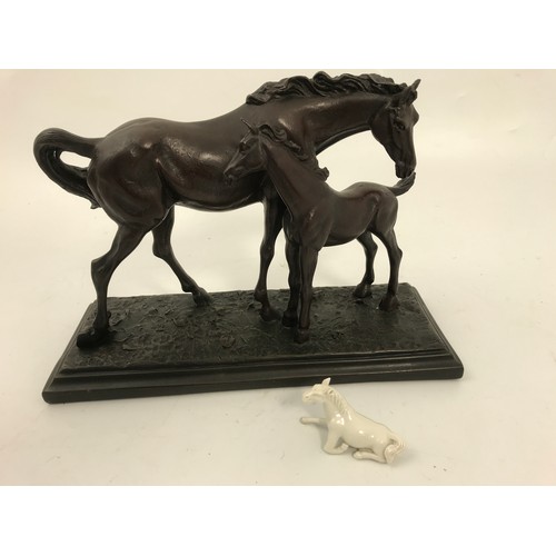 147 - ROYAL DOULTON DESERT ORCHID MODEL  WITH BRONZE EFFECT HORSE MODEL AND A MINIATURE HORSE MODEL