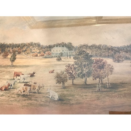 21 - 2 TOPOGRAPHICAL LITHOGRAPHS, A WATERCOLOUR 'ROWLEY HALL' W.ALLEN AND  WATERCOLOUR 'DANYCRAIG' DATED ... 