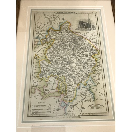 80 - MISC. FRAMED MAPS INC. WORCESTERSHIRE, GLOUCESTERSHIRE, WARWICKSHIRE BY PIGOT AND OTHERS