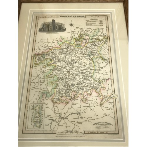 80 - MISC. FRAMED MAPS INC. WORCESTERSHIRE, GLOUCESTERSHIRE, WARWICKSHIRE BY PIGOT AND OTHERS