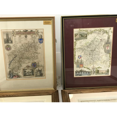 80 - MISC. FRAMED MAPS INC. WORCESTERSHIRE, GLOUCESTERSHIRE, WARWICKSHIRE BY PIGOT AND OTHERS