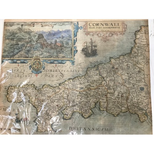 81 - SMALL FRAMED MAP OF WORCESTERSHIRE PETER VAN DER KEERE ENGRAVER  NOTTINGHAMSHIRE H MOLL AND UNFRAMED... 