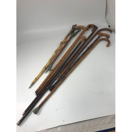 536 - SHOOTING STICK & VARIOUS WALKING STICKS