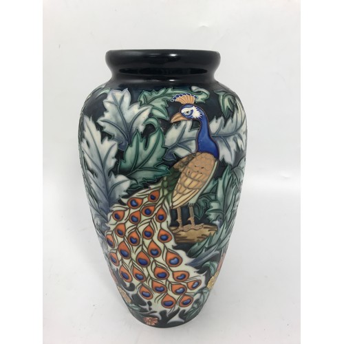 283 - OLD TUPTON  ( MOORCROFT STYLE )  LARGE PEACOCK VASE 28cm