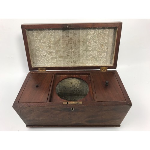 535 - MAHOGANY SARCOPHAGUS TEA CADDY