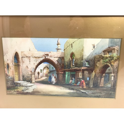 19 - WATERCOLOUR OF A SYRIAN STREET SCENE SIGNED CYRIL HANDY