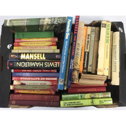 110 - 2 TRAYS OF SPORTING RELATED AND OTHER BOOKS