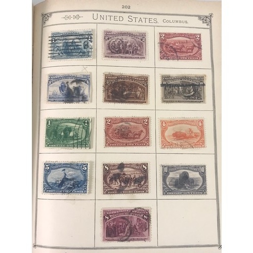 270 - ALBUM UNPICKED OF EARLY STAMPS ALL WORLD WITH NICE PICKINGS USED INCL. USA 1893 COLUMBUS, 1898 MISSI... 