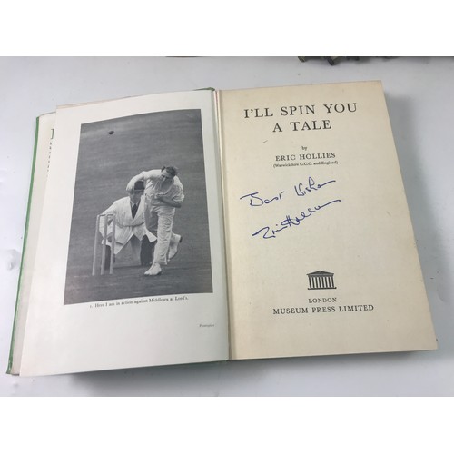 114 - QUANTITY OF MISC. CRICKET RELATED BOOKS INC. ERIC HOLLIES 'I’LL SPIN YOU A TALE' SIGNED BEST WISHES ... 