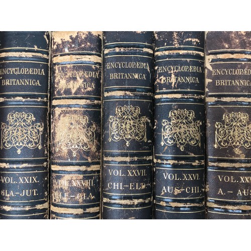 107 - NEW VOLUMES OF BRITANICA ENCYCLOPEIDIA 10TH EDITION CIRCA 1922-23 LEATHER BOUND SPINES. 7 BOXES IN T... 