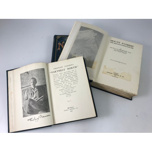 102 - BOOKS, NANSEN’S ‘FARTHEST NORTH’ 2 VOLS. GEORGE NEWNES LTD. LONDON 1898 AND ‘MOUNT EVEREST, THE RECO... 