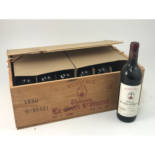 473 - CASE 12 BOTTLES POMEROL CHATEAU LA CROIX SAINT VINCENT 1990, Provenance- from the cellar of a titled... 