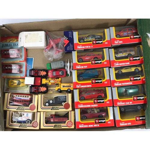 151 - BURAGO, 10 BOXED 1:43 SCALE CARS, PLUS LLEDO ETC.