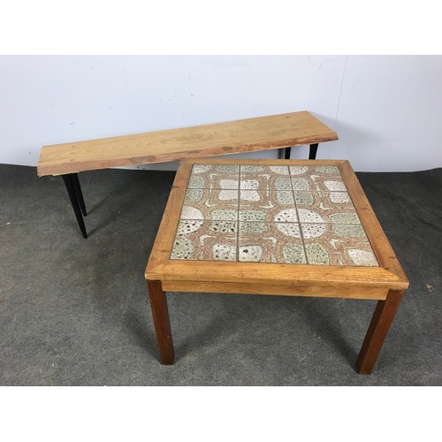 196 - PLANK TOP AND TILED TOP OCCASIONAL TABLES