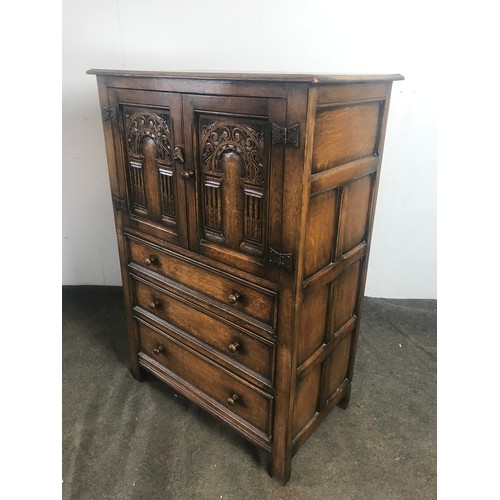 141 - OAK OLD CHARM STYLE CABINET WITH 3 DRAWERS