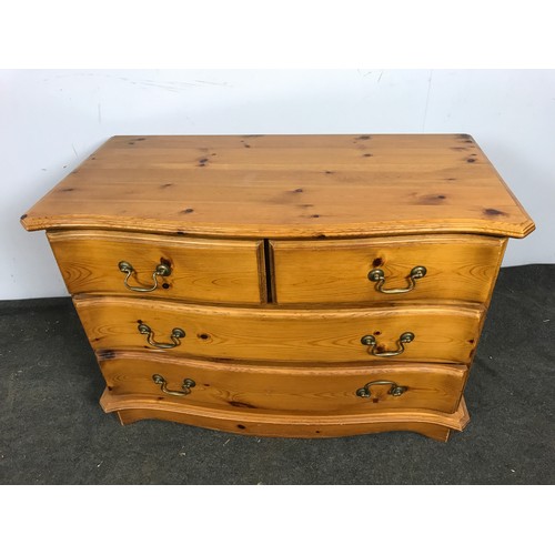 178 - MODERN SERPENTINE FRONT CHEST OF 2 OVER 2 DRAWERS 59cm TALL, 88cm WIDE, 44cm DEEP